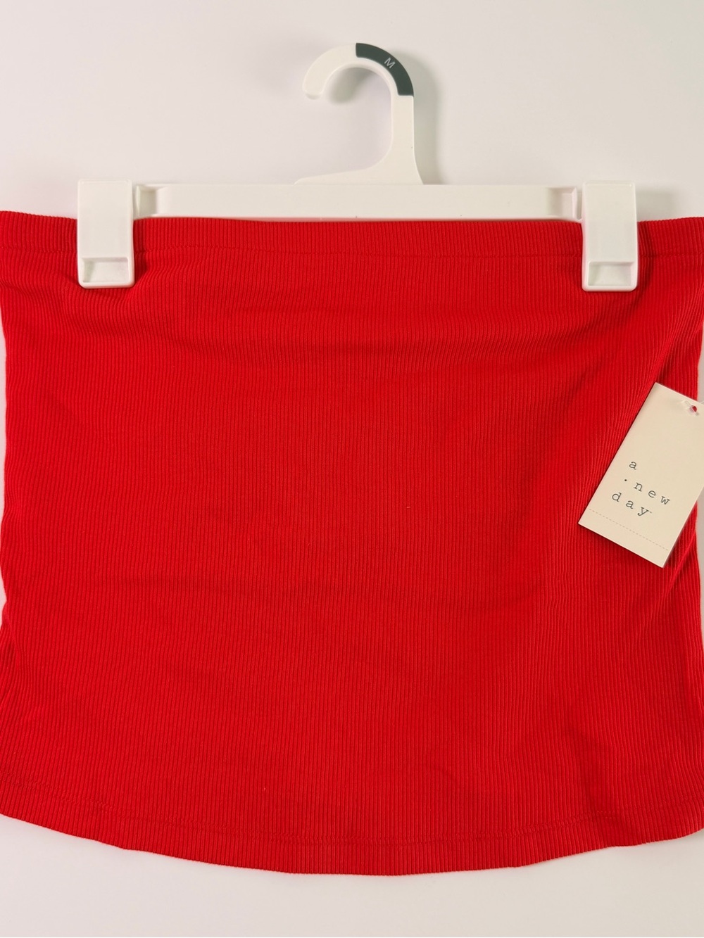 a new day Red Ribbed Tube Top
